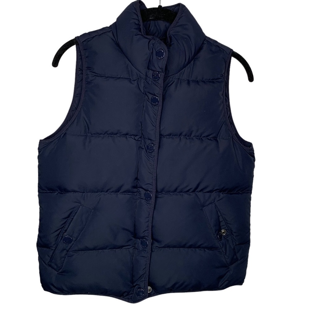 J Crew Womens Down Puffer Vest size small? Navy Blue